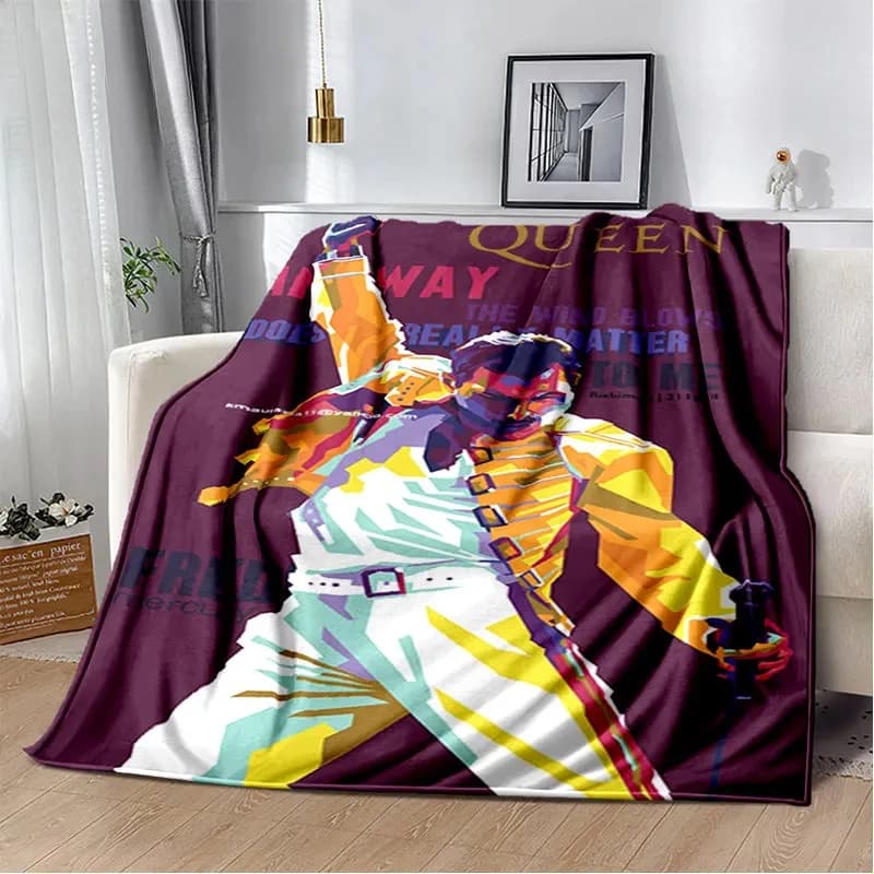 Freddie Mercury Queen-Rock-Band Weiche Plüschdecke, Flanelldecke, Überwurfdecke für Wohnzimmer, Schlafzimmer, Bett, Sofa, Picknick-Abdeckung