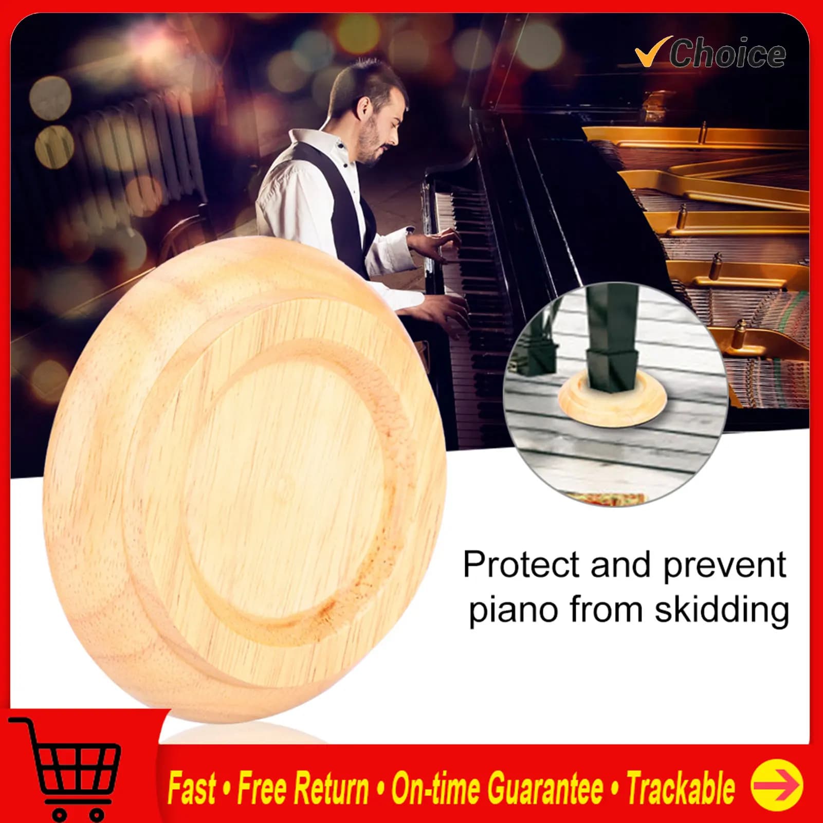 4 Stücke Buche Holz Runde Klavier Fuß Pads Set Aufrecht Klavier Caster Tassen Zubehör
