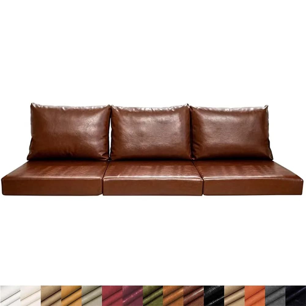 Maßgefertigte Wasserdichte Sitzkissen und Rückenlehnen-Set aus Leder für Garten, Terrasse, Sofa und Erkerfenster