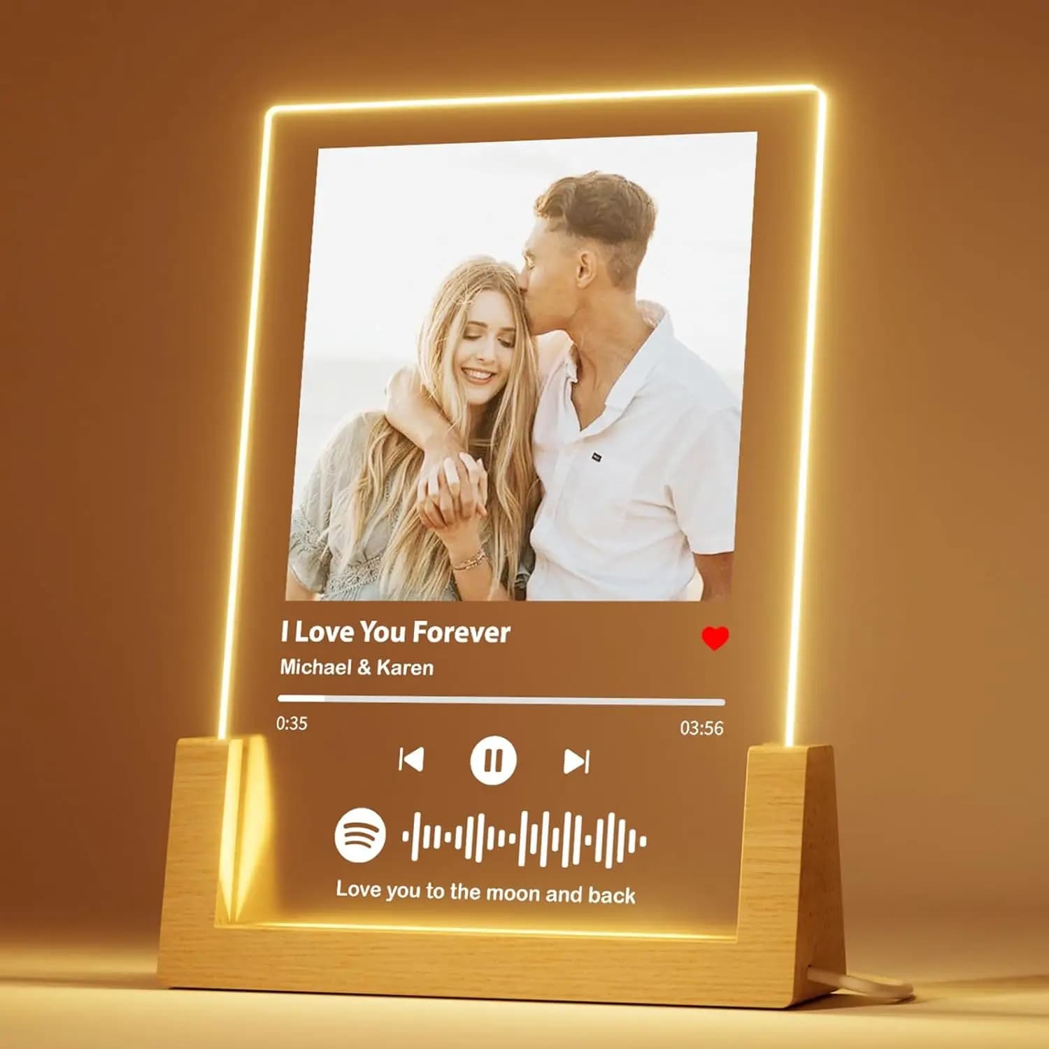 Maßgeschneiderte Spotify Music Plakette Geschenke zum Jahrestag, Valentinstag, personalisierte Acryl-Fotorahmenlampe, Copule Romantische Geschenke