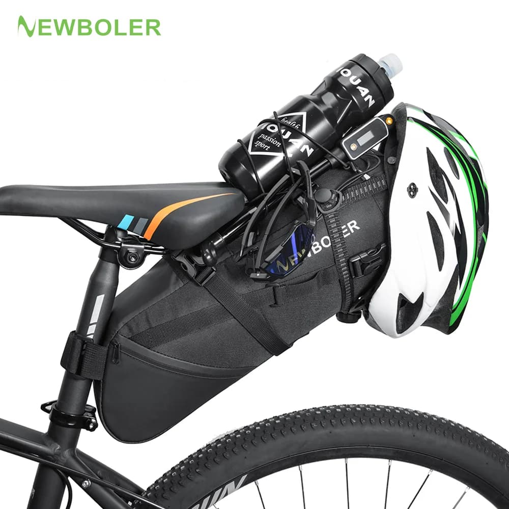 NEWBOLER Fahrrad Satteltasche Wasserdicht MTB Rennrad 10L 13L Große Kapazität Radfahren Tasche Faltbare Schwanz Hinten Tasche Stamm Zubehör