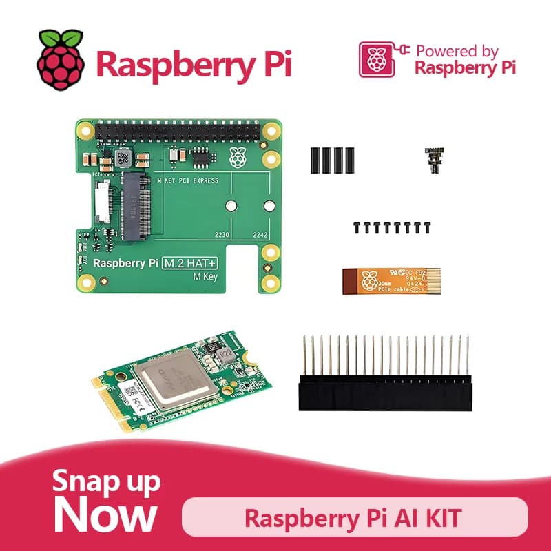 Das Raspberry Pi AI Kit kombiniert den offiziellen M.2 HAT+ mit dem Hailo-8L-Beschleuniger