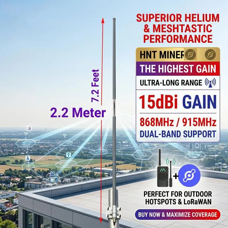 868MHz 915MHz 923MHz LoRa 15dBi Omni-Hotspot-Antenne, Meshtastic, LoRaWAN Gateway Outdoor-Glasfaser-Antenne mit Hoher Verstärkung zur