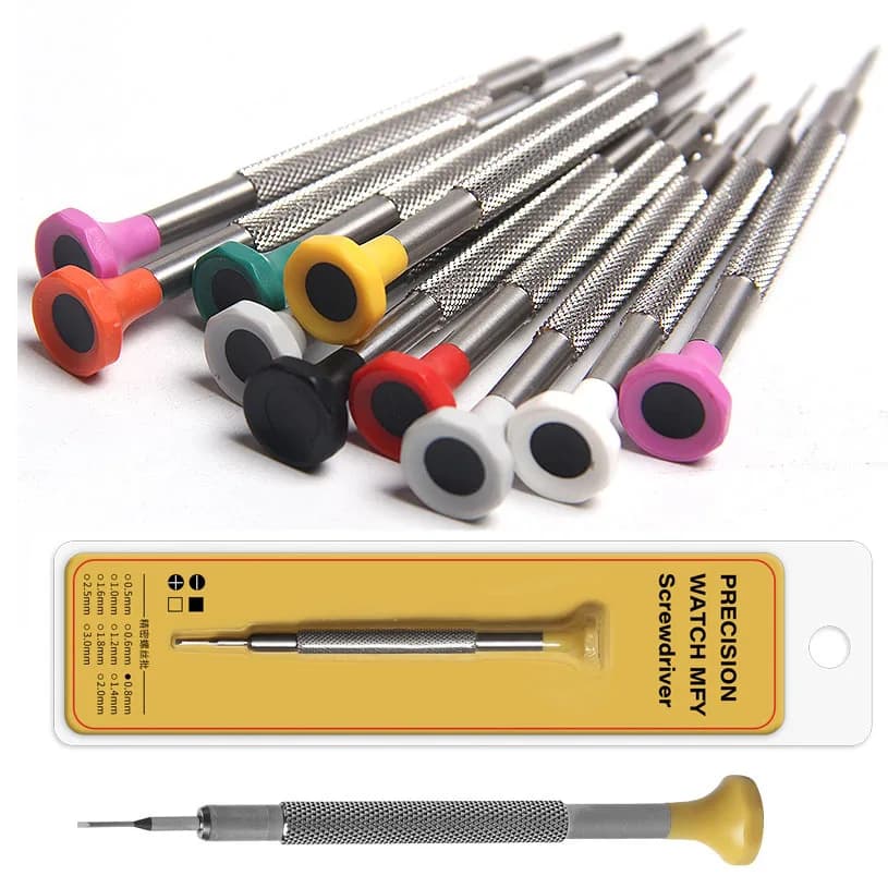 0,6–2,0 mm Präzisions-Schraubendreher, Uhren-Schmuck-Reparatur-Werkzeug-Set, flache Kreuzschraubendreher aus Edelstahl für Uhrmacher und Juweliere