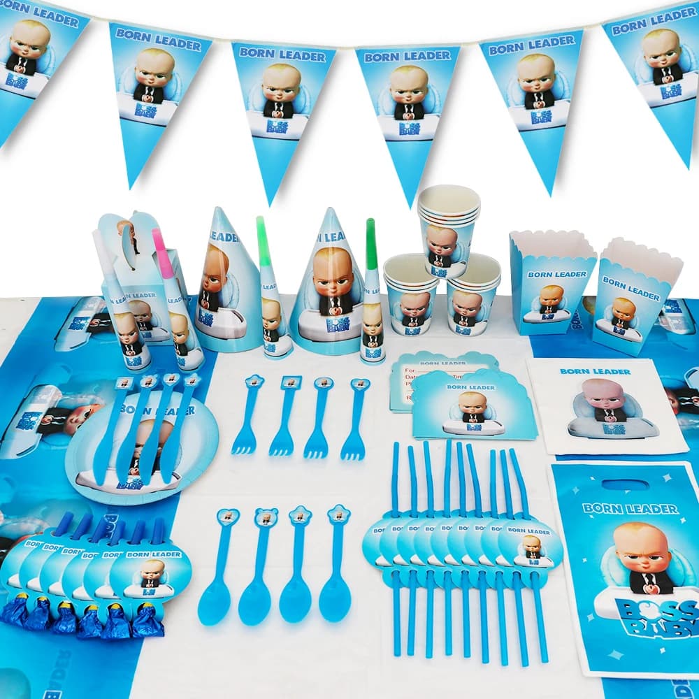 Cartoon Baby Boss Jungen Mädchen Thema Geburtstag Party Dekoration Einweg Geschirr Hintergrund Ballon Baby Dusche Kinder Geschenk