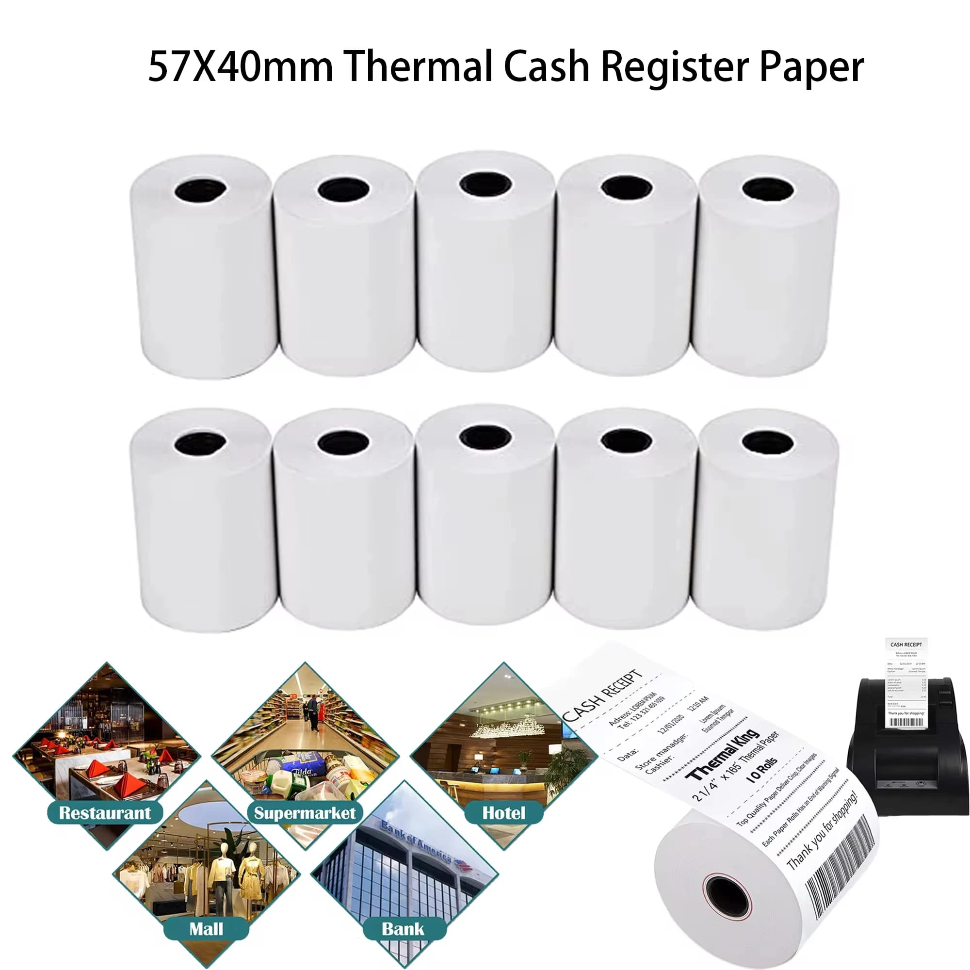 Registrier kasse Thermopapier rollen 57x40mm Quittung papierrollen Verkaufs stelle Thermo drucker Papier Kreditkarte Papier Supermarkt