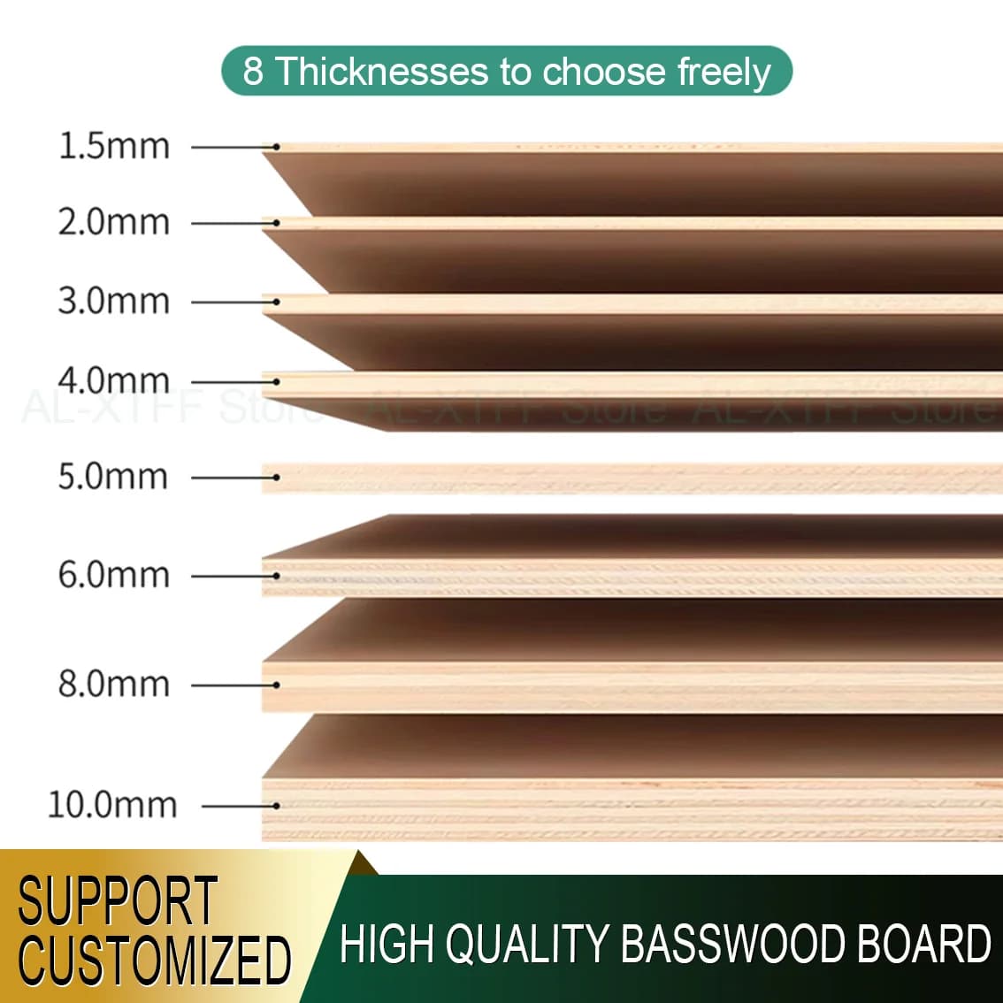 Dicke: 1,5/2/3/4/5/6/8/10 mm, handgefertigte Lindenholzoberfläche, glatte Platte, Sperrholz für DIY-Gebäudemodell, Holzflugzeug, Bootsmaterial