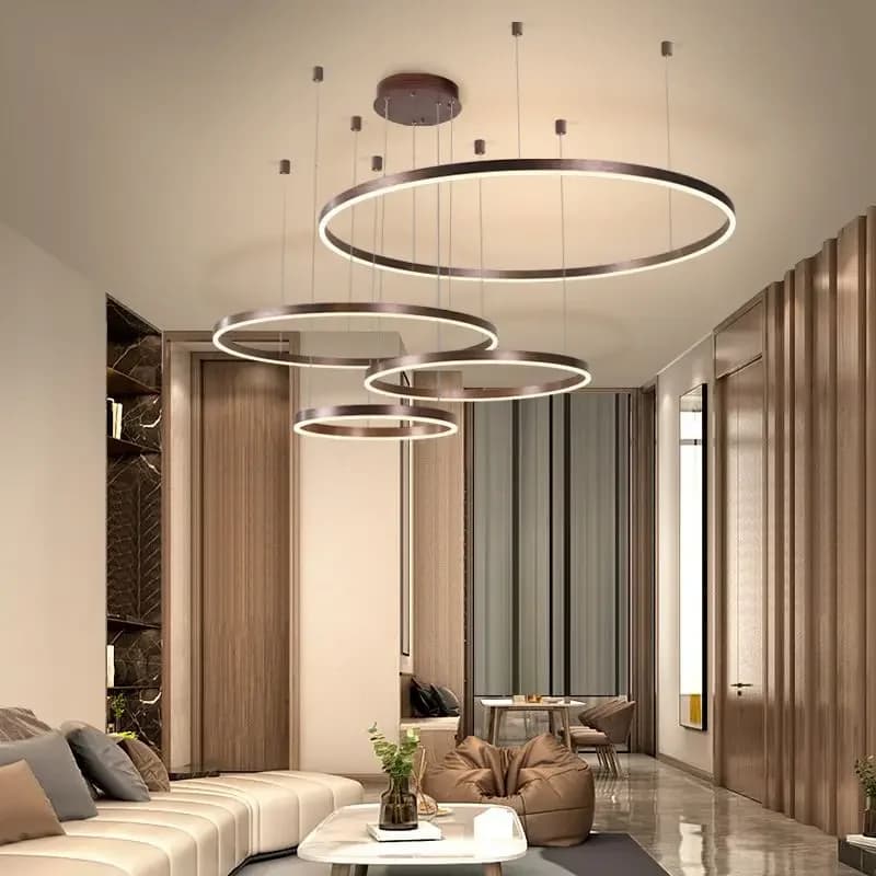 Moderne LED Home Deco Kronleuchter Ring Licht Kreis Leuchten Für Home Living Decke Anhänger Lampe Gold Schwarz Kaffee Hängen Lampe