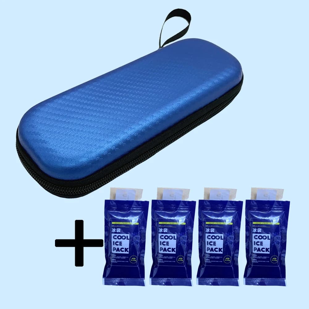Tragbare Insulin-Kühltasche mit 4 Eisbeuteln, Diabetiker-Taschen-Pillenschutz, PU, wasserdicht, wärmeisoliert, medizinischer Kühler