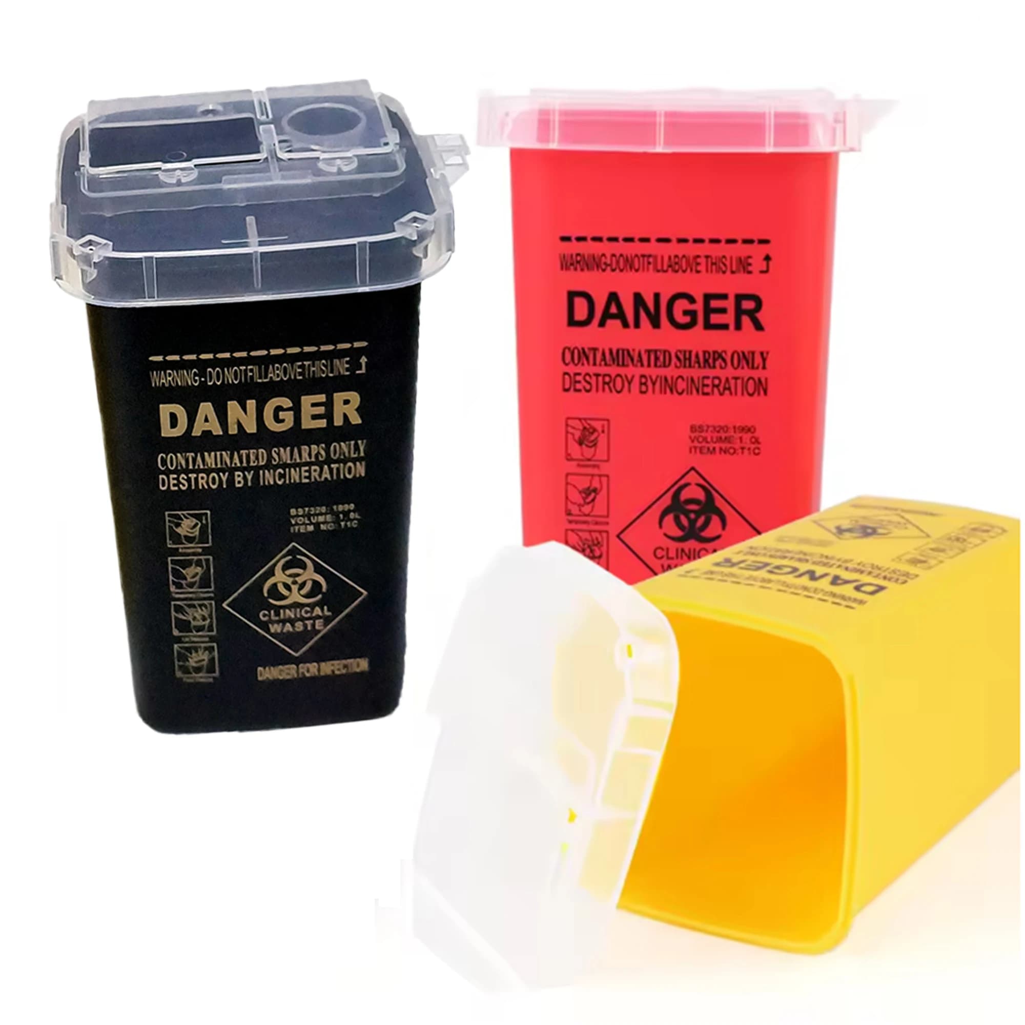 1L Tattoo Sharps Sammlung Eimer Augenbraue Trimmer Glas Fragmente Lagerung Box Nadel Einweg Sharps Kunststoff Behälter