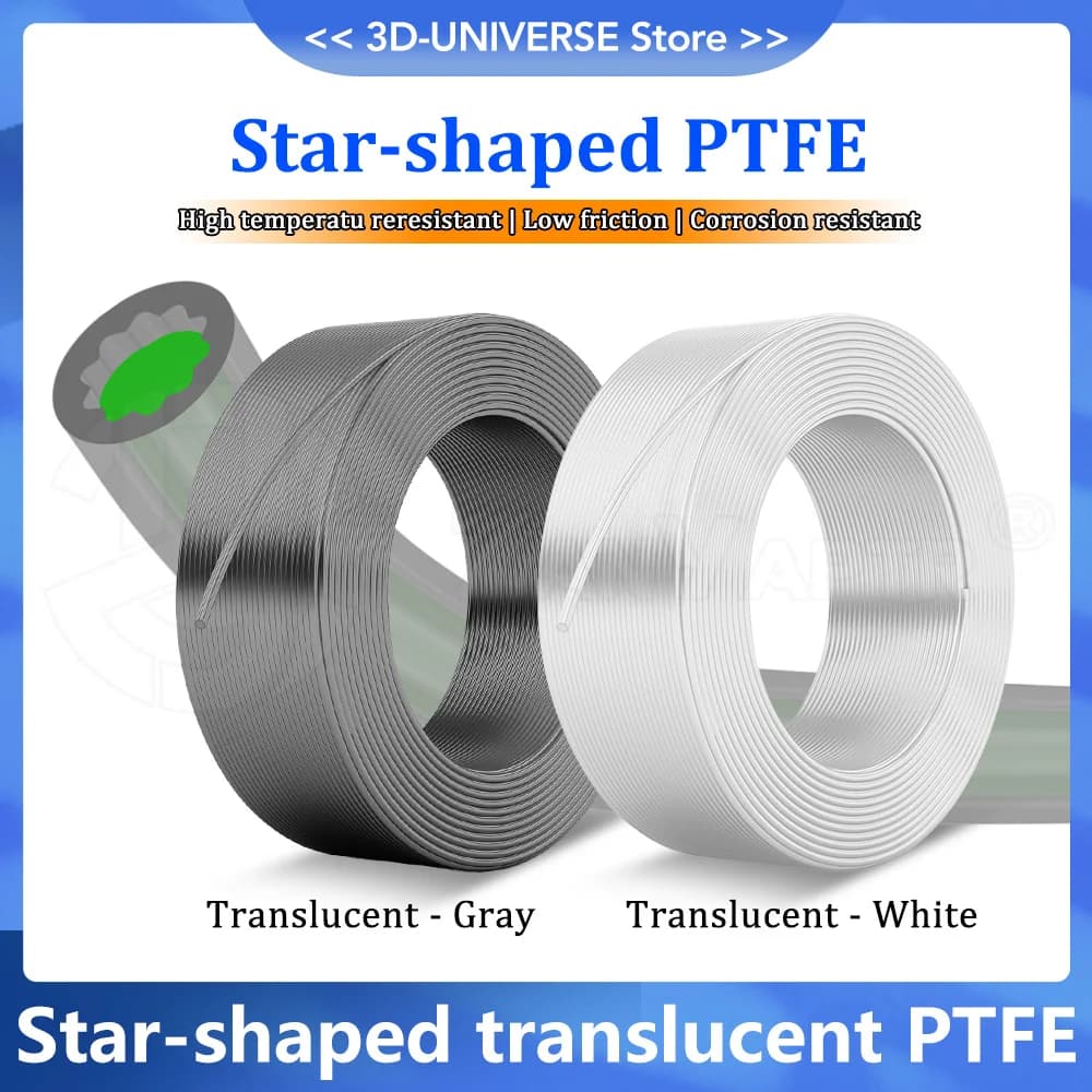 für Bambu Lab AMS Sternförmiger PTFE-Schlauch, 4 mm Außendurchmesser, 2,2 mm Innendurchmesser, Teflonto, extrem glatter Durchfluss, geringer