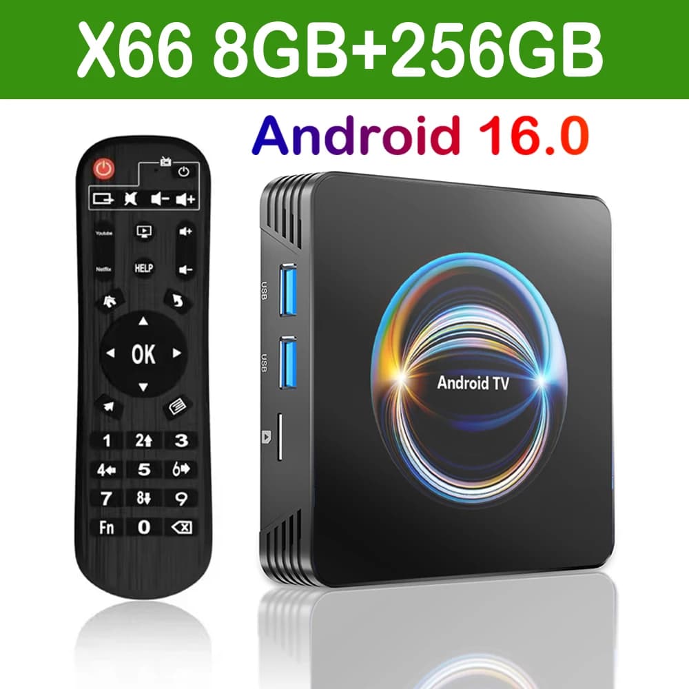 Original Android 16 X66 Smart TV Box 32GB 64GB 128GB 256GB RK3528 Bluetooth 6,0 Dual Wifi 2,4 & 5G Wifi6 8K Video AV1 Media Player