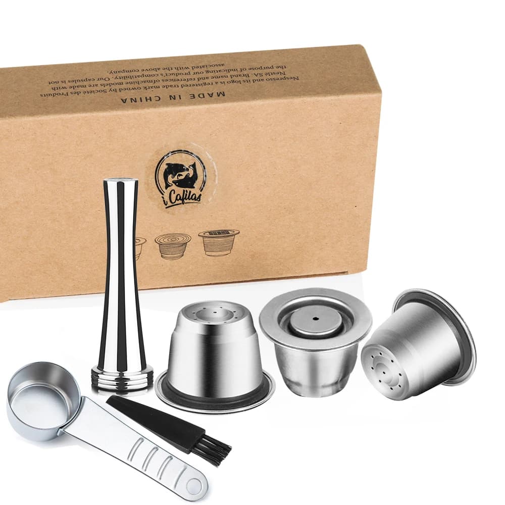 icafilas Kaffeekapsel, wiederverwendbar, für Nespresso-Café-Maschine, Edelstahl-Pod, wiederverwendbare Kaffeefilter, umweltfreundliche Tasse