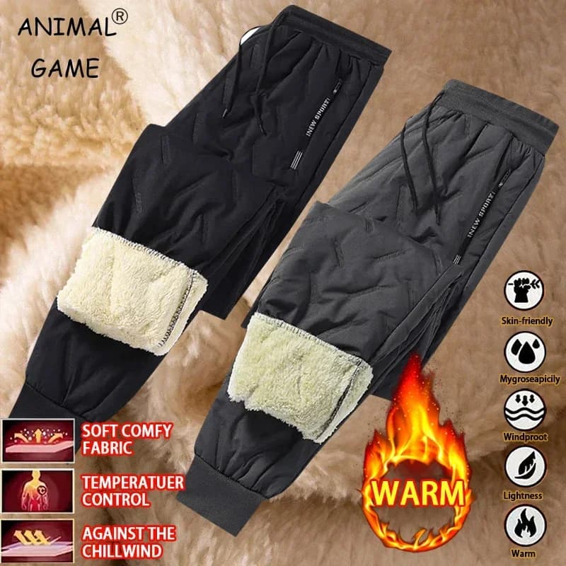 Tier Spiel Winter Frauen Plüsch Dicke Fleece Wasserdichte Sweatpant Winddicht Casual Hosen Warme Oberbekleidung Lammwolle Thermische