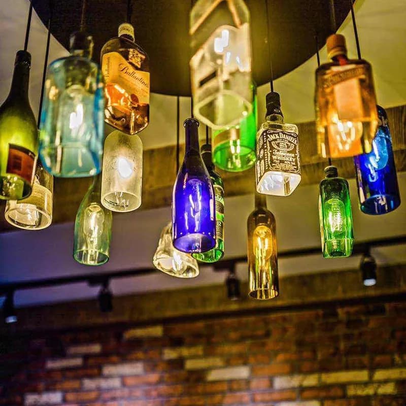 Retro Industrie Loft Wein Flasche Anhänger Lichter Restaurant Cafe Bar Glas Hängen Lampe Kleidung Shop Glanz Innen Beleuchtung