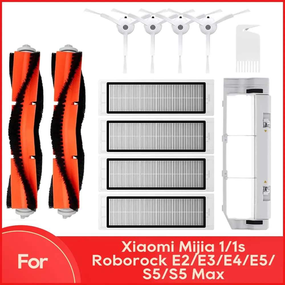 Kompatibel mit Xiaomi Mi Robot Vacuum Cleaner 1 / 1S SDJQR01RR SDJQR02RR Roborock E2 E3 E4 E5 S4 S4 Max S5 Haupt- und Seitenbürste, Filter