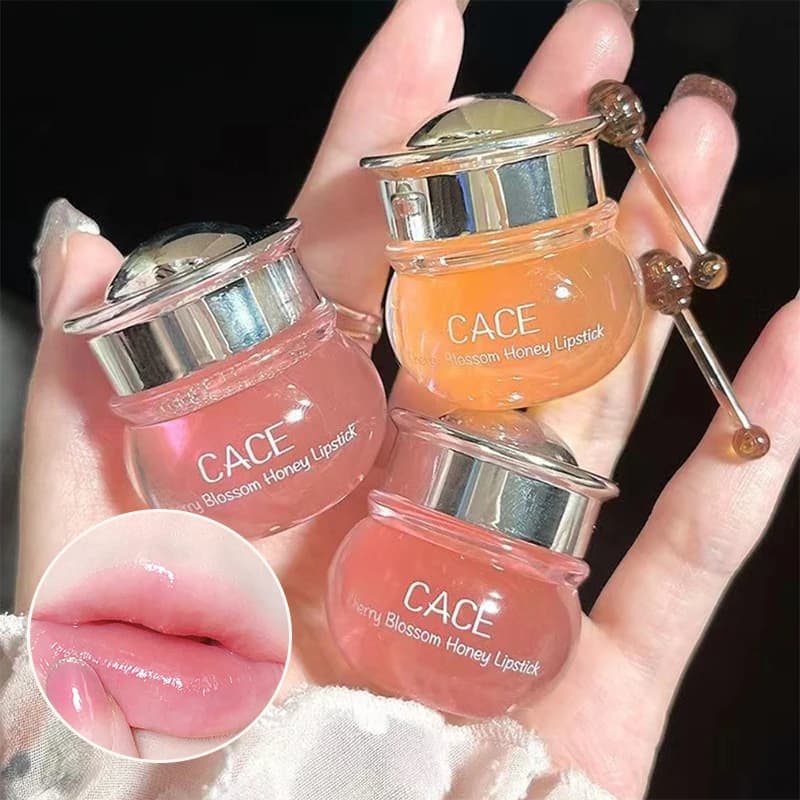 CACE Cherry Blossom Honey Lippenbalsam – tief feuchtigkeitsspendend und aufpolsternd, wasserreiches, glänzendes Finish, nicht klebend,