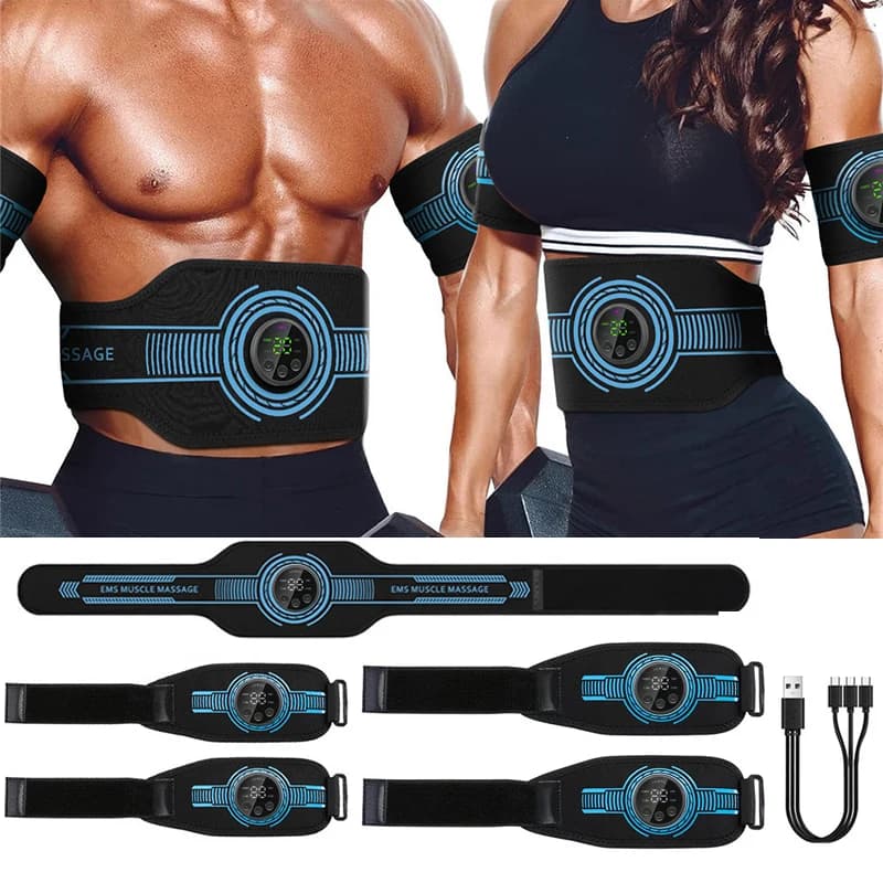 EMS Muskelstimulationsgürtel Elektrischer ABS-Stimulator Trainer EMS Bauchtrainer Tonisierungsgürtel Arm Bein Rücken Fitnessmassagegerät