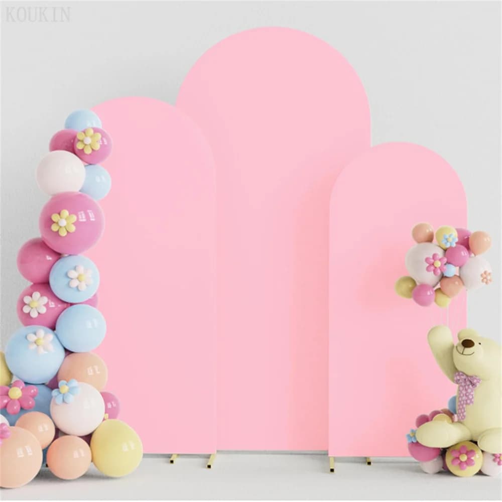 Bogenabdeckung Hintergrund Hochzeitsabdeckung Geburtstag Party Dekoration Hintergrund Babyparty Fotohintergrund Weiße elastische Bogenabdeckung