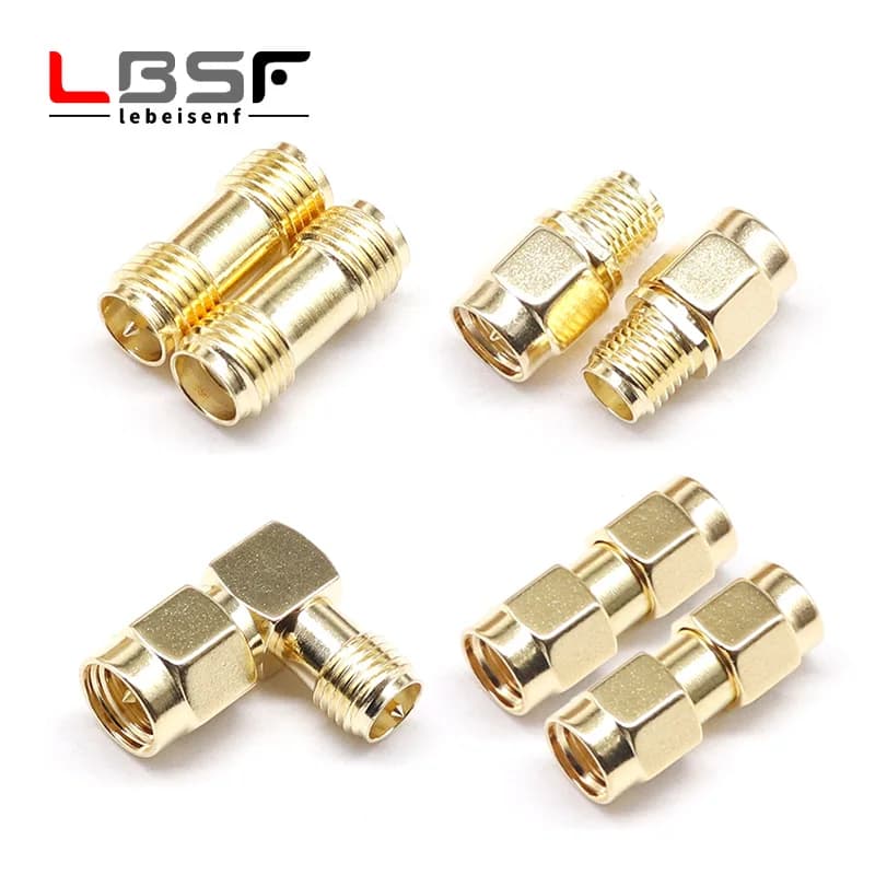1/5/10/100PCS alle messing 1PC SMA Auf SMA Männlich Weiblich Vergoldet RP SMA Männlich RP-SMA Buchse RF Adapter Gerade Gebogen L/T