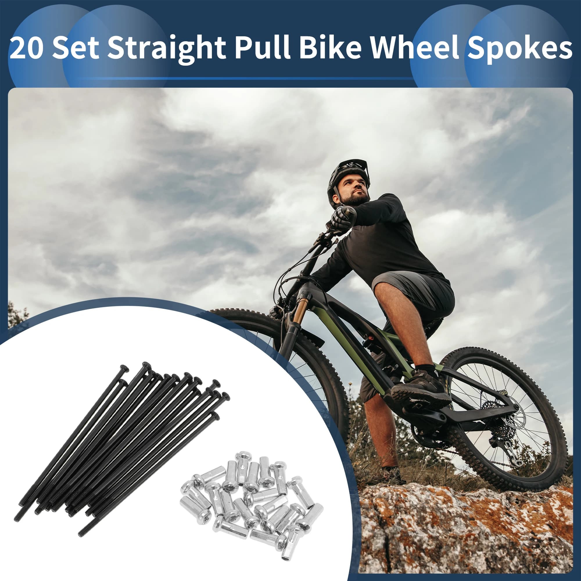 X Autohaux 20 Set 14G Straight Pull Fahrradspeichen 255 mm 259 mm 263 mm 267 mm 271 mm 275 mm 280 mm 285 mm 289 mm Kohlenstoffstahl Schwarz