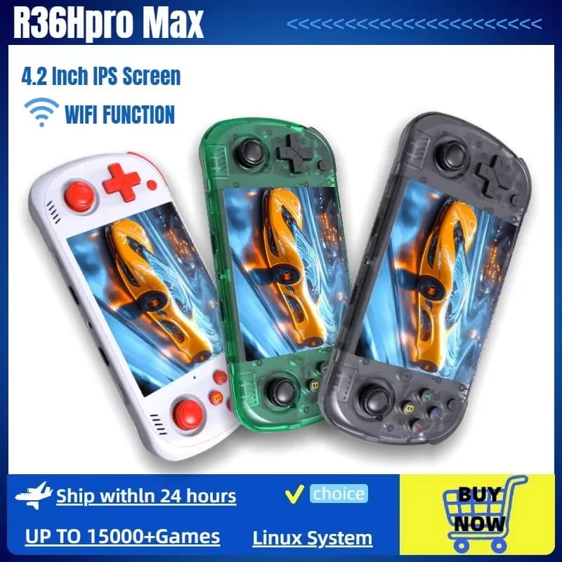 2026 NEU R36H PRO MAX Retro Handheld-Videospielkonsole Linux-System 4,2 Zoll IPS-Bildschirm Tragbarer Taschen-Videospieler