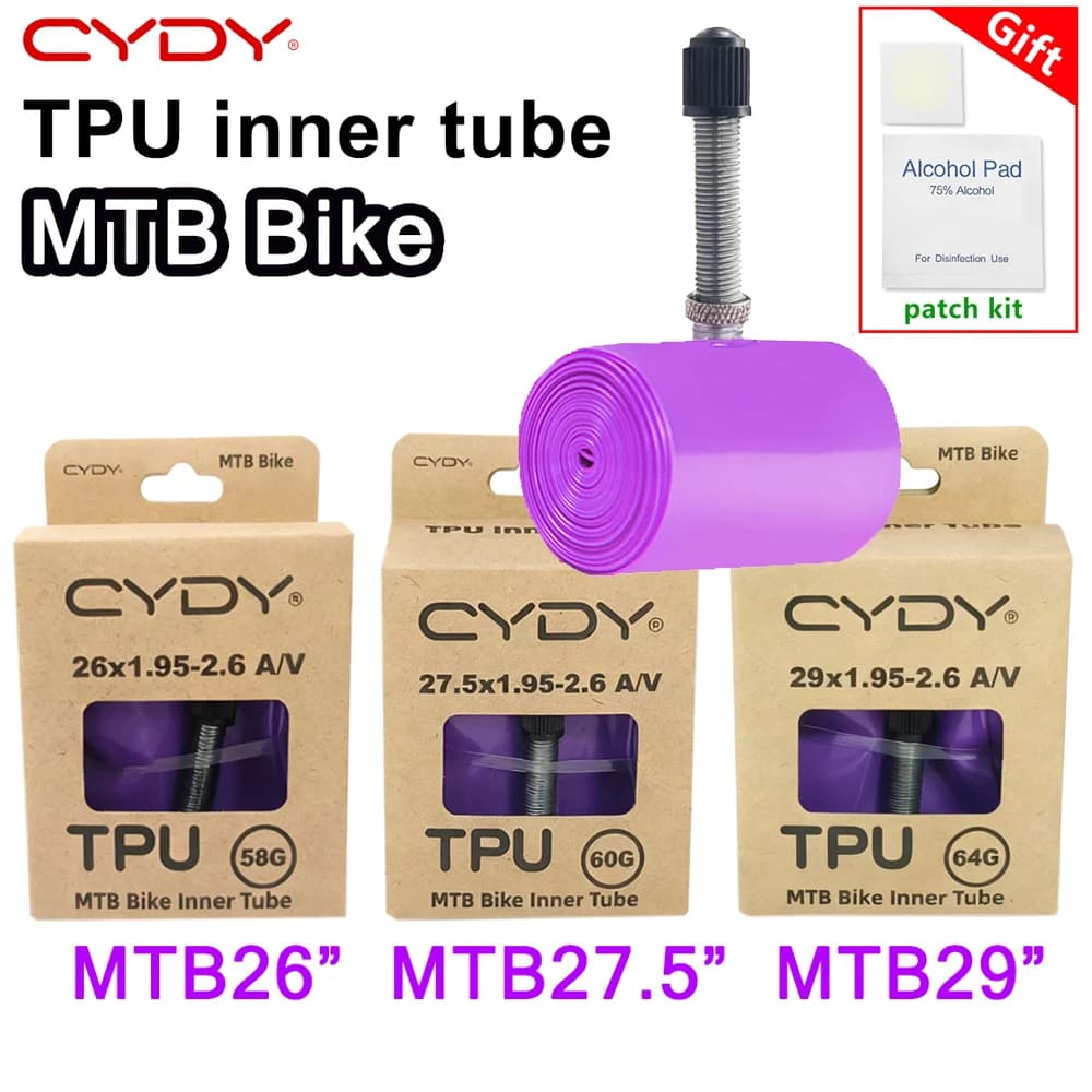 CYDY MTB Fahrrad TPU Schlauch 26/27.5/29x1.95 2.0 2.1 2.2 2.3 2.4 2.5 2.6 Zoll Mountainbike-Reifen Schrader-Ventil 45MM
