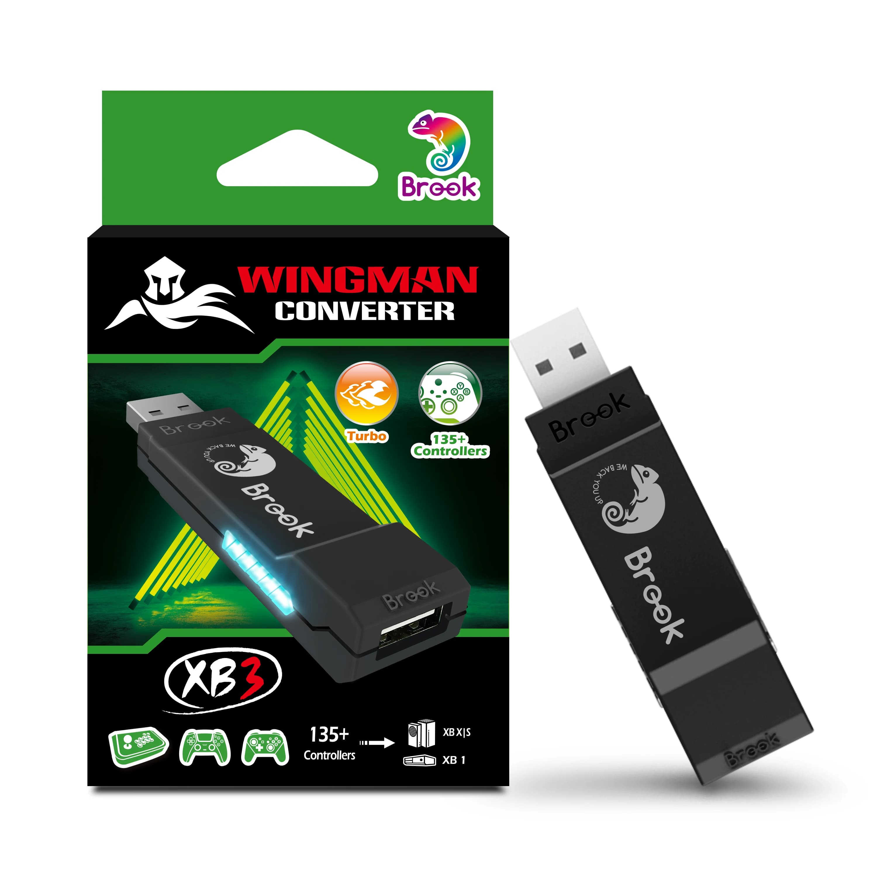 Brook Wingman XB2/XB3 Konverter Kabellos; XB3 Adapter für Xbox Series X/S, Xbox One und PC mit Remap- und Turbo-Funktionen