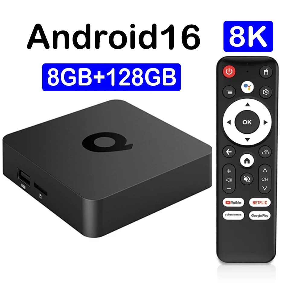 Smart TV Box Bluetooth 6.0 8K Q1 Android 16 Set Top Box Allwinner H313 Dual Wifi 5G 8GB128GB Google Voice Streaming Media Player