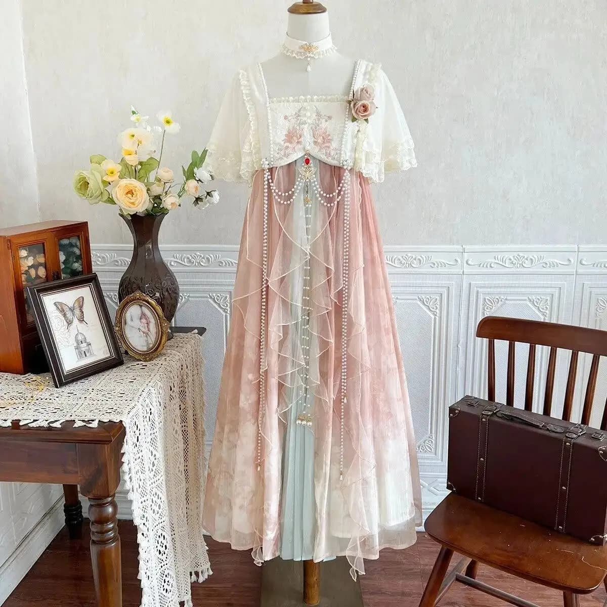 Träumen von Bergen und Flüssen verbessert Mädchen Han Element super unsterblichen Mantel und hängenden Kleid Set Gothic Lolita Hanfu