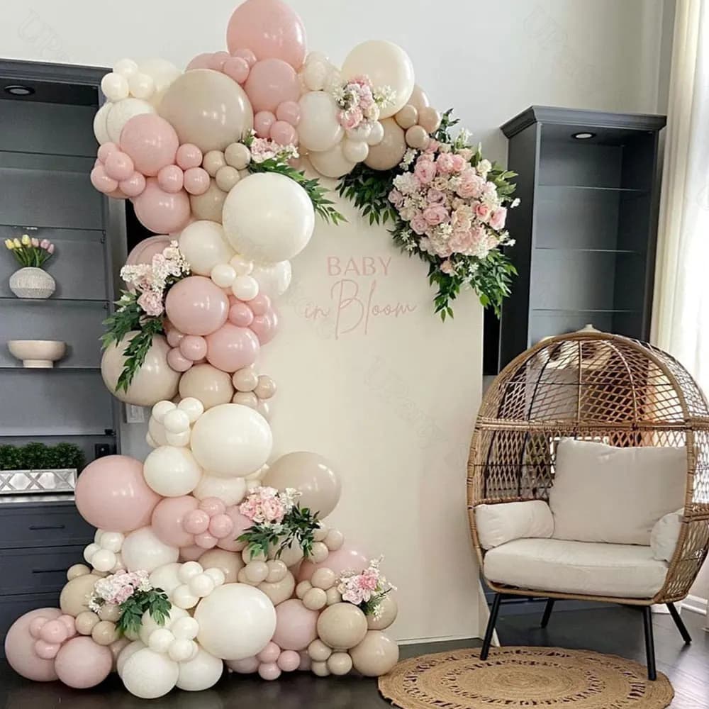 Boho staubige rosa Luftballons Bogenset Elfenbeinweiß Sand staubige rosa Luftballons Girlande für Geburtstag Braut Babyparty Hochzeitsdekoration