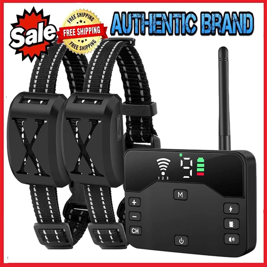 2-in-1 kabelloser elektrischer Zaun für Hunde und Elektroschocker, Trainingshalsband mit Fernbedienung und verstellbarem Piepton, Vibrationsschock,