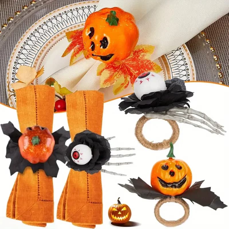 2026 Halloween-Kürbiskopf-Augapfel-Serviettenring, gruselige Dekoration für die Tischdekoration, neues Design für das Essen im Hotel