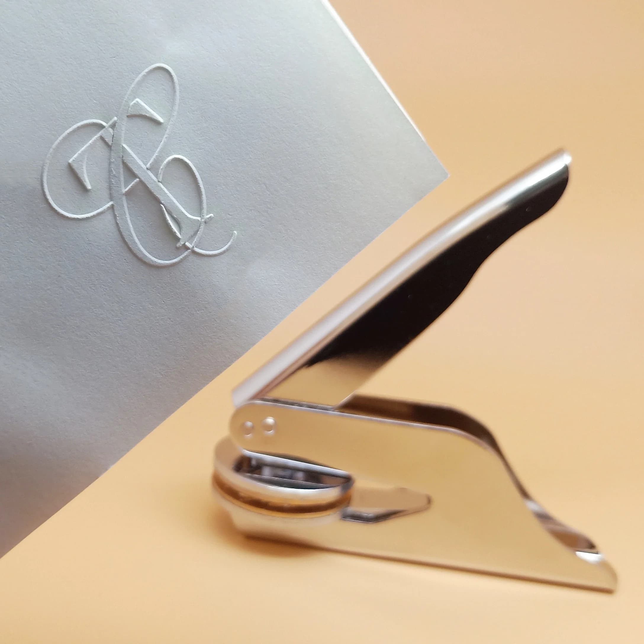 Hochzeits-Embosser-Stempel mit Logo, personalisierbar, Prägesiegel, individuelle Gestaltung für Briefköpfe, Hochzeitsumschläge, Bibliotheksstempel