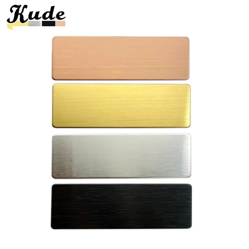 10 Stück Lasergravur Metall Namensschild Gold Silber Farbe Spiegel gebürstet Edelstahl Abzeichen Blank Material 70x25 60x20 70x20mm