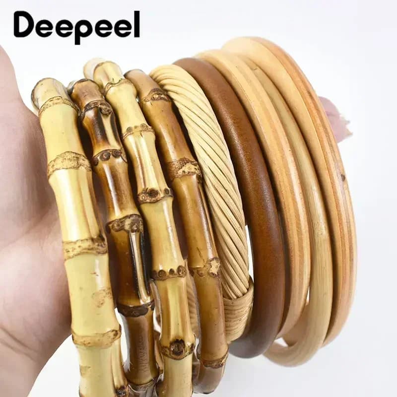 1/2/4Pcs D Form Ring Bambus Griff Holz Taschen Griffe für Handtasche Gewebte Tasche Gürtel Riemen ersetzen DIY Zubehör