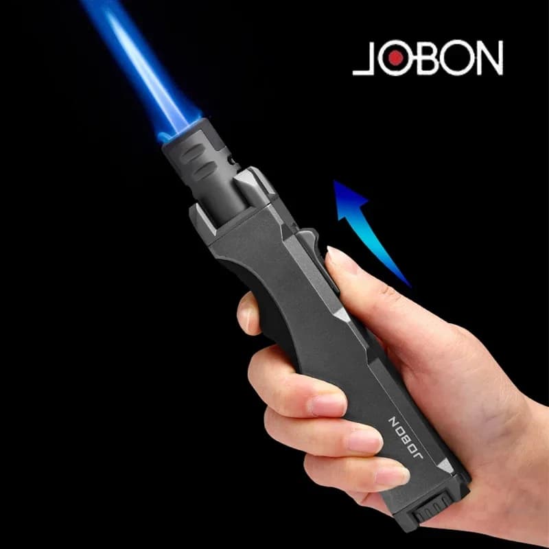 Neue JOBON Metall Outdoor Winddicht Turbine Taschenlampe Starke Feuer Power Blaue Flamme Gerade Butan Gas Feuerzeug Gas Küche BBQ Schweißen