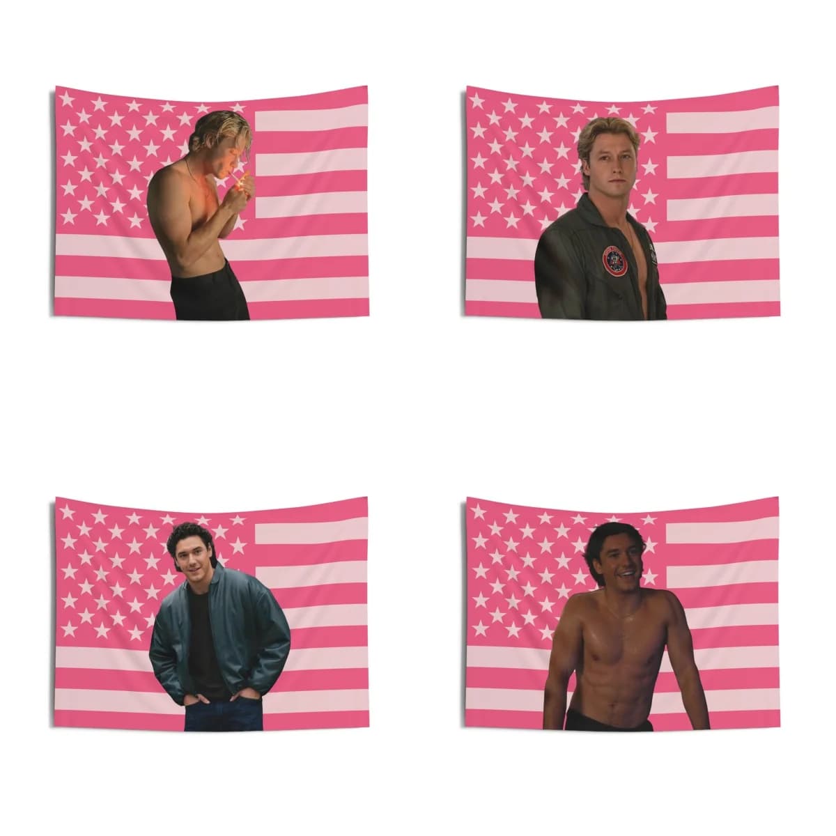 1 Stück O-Off Campus Briar Boys Pink USA Flag Tapestry, Garrett & Logan Eishockey-Wandbehang, verschiedene Größen, Polyester 2D-Druck