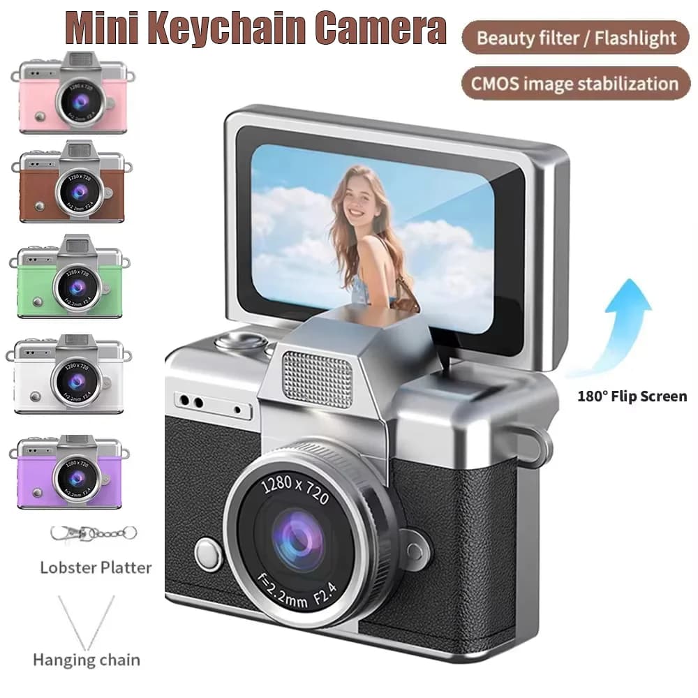 Mini-Schlüsselanhänger-Kamera 1,47 Zoll Klappbildschirm Digitalkamera HD Taschen-Camcorder CCD für Kinder Geschenk Geburtstag Neujahr Videorekorder