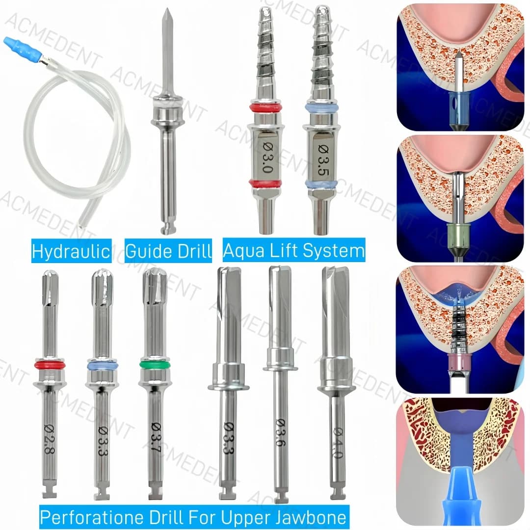 Zahnmedizinischer Maxillary-Sinuslift-Membran-Wasserlift-Hydrauliklifter Aqua Tip Wasserleitung CAS Crestal Guide Drill Implant Surgical