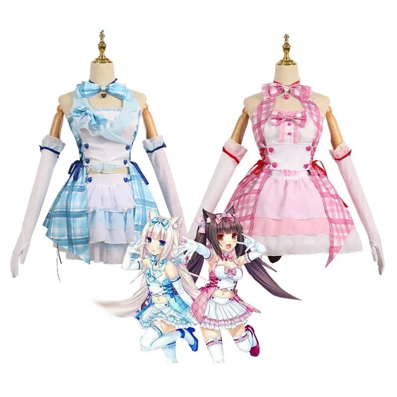 Auf Lager uwowo nekopara vanille cosplay kostüm neues mädchen kleid idol bühne chocola vanille theater kostüm halloween outfit