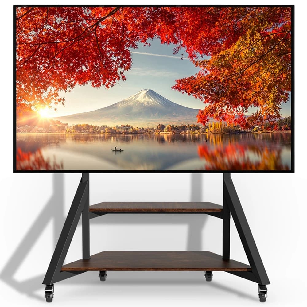Robuster Boden-TV-Ständer mit Höhenverstellbaren Holzregalen für 65-100 Zoll LCD LED Fernseher
