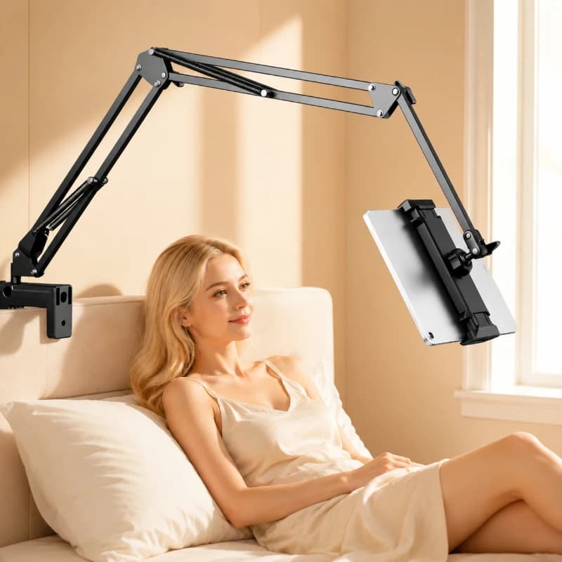 360 °   Drehbarer Tablet-Ständer, Aluminium-Arm für Bett & Schreibtisch, Universeller Halter für iPad Pro, Air, Mini, Xiaomi, Lenovo, Samsung