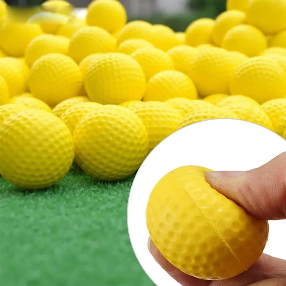 10 Stück gelbe PU-Schaum-Golfbälle, elastisch, für drinnen und draußen, Übungstraining