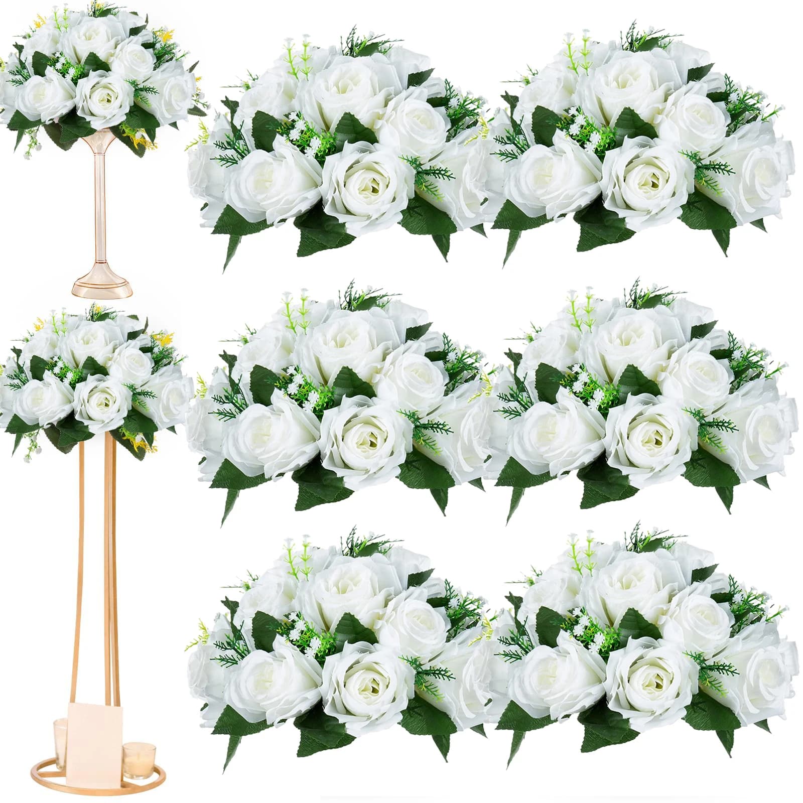 6 Stücke Künstliche Blume Ball Hochzeit Tisch Zusammensetzung Floral Mariage Gefälschte Blume Rose Valentinstag Bühne Party Bankett Dekor
