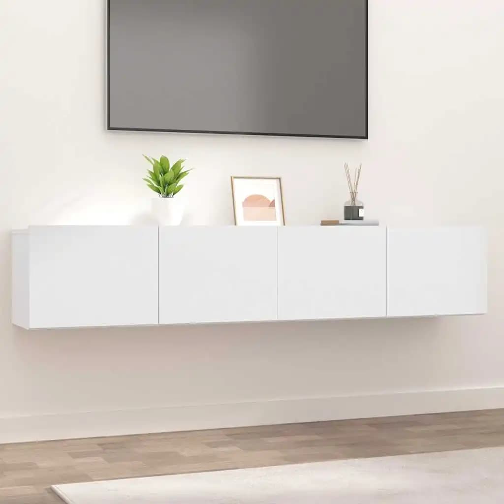 2-teiliges weißes TV-Gerät, 80 x 30 x 30 cm, Holzwerkstoff. Innendekoration, Wohnzimmer, Heimdekoration, Monitorständer
