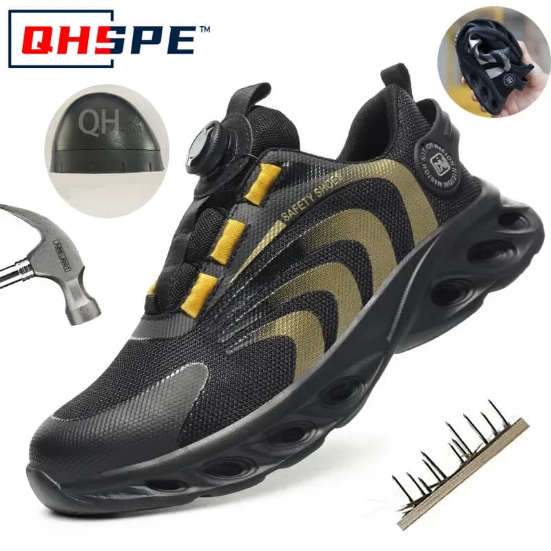 Neue Safetys Schuh Drehknopf Arbeits schuhe Männer Anti-Smash Anti-Pannen-Schuhe Mode Männer Sportschuhe Sicherheits schutzs tiefel