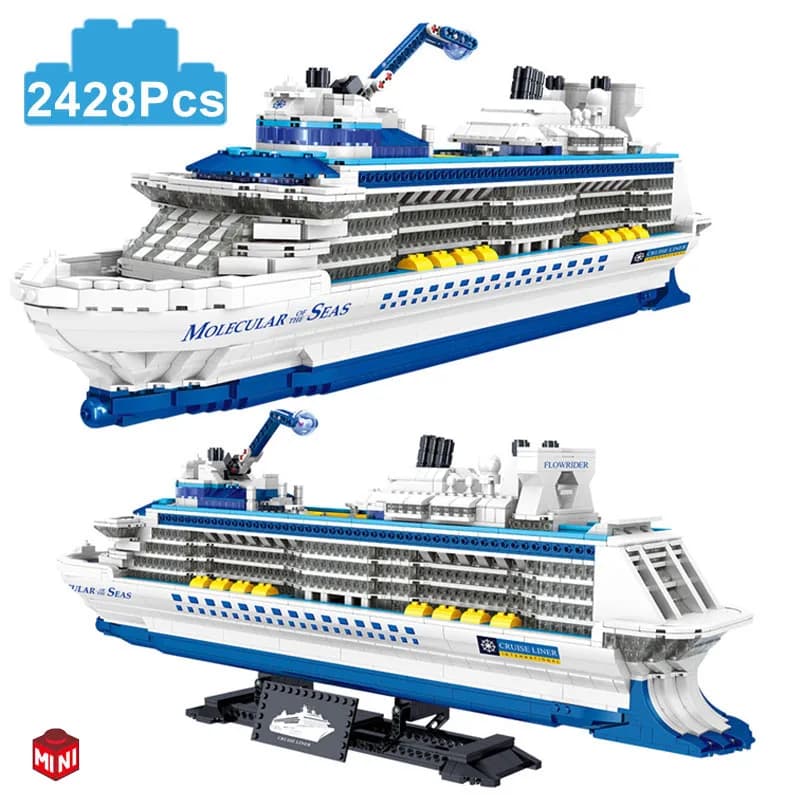Stadt 2428Pcs Cruise Liner Schiff Segelboot Mini Modell Bausteine Kreative Große Ozean Gefäße Ziegel MOC Spielzeug Kinder geschenke