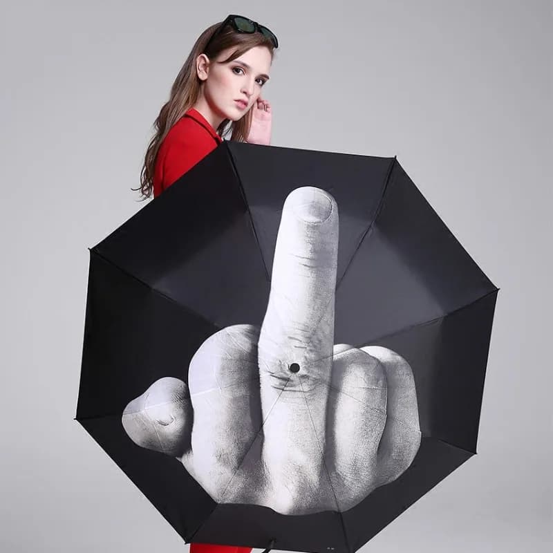 Regen-Mittelfinger-Regenschirm, Damen-Regenschirm, Herren, winddicht, faltbar, Persönlichkeit, schwarz, Mittelfinger-Regenschirme, Sonnenschirm für