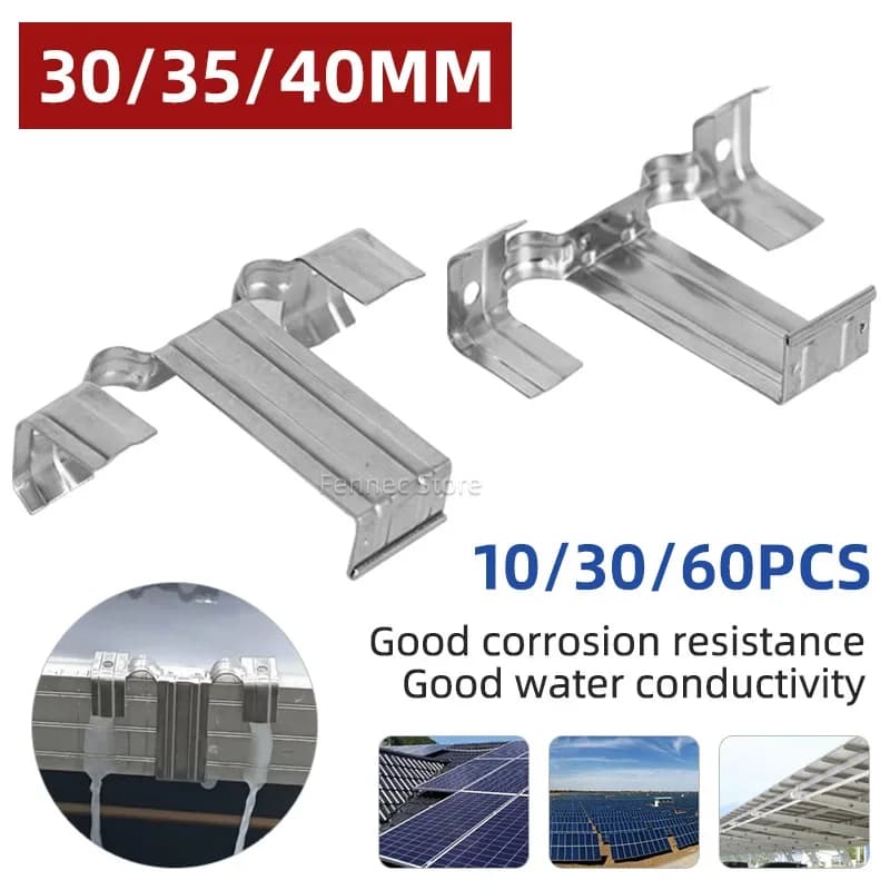 10/30/60 stücke 30/35/40mm Edelstahl Solar Panel Photovoltaik Wasser Guide Clip Panel Reinigung komponente Deflektor Schlamm Abfluss